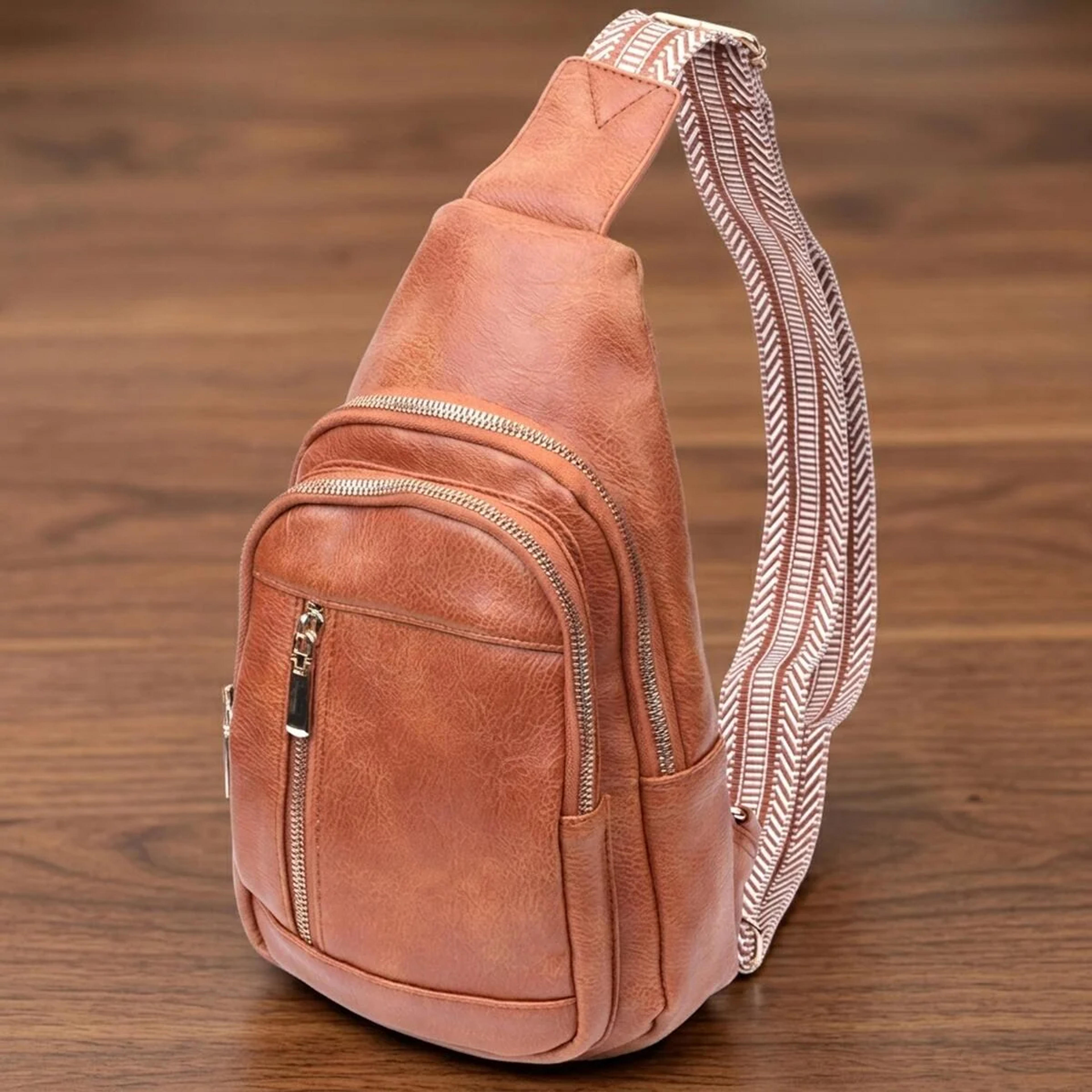 Цікава слінг сумка для жінок з екошкіри Vintage 22749 Рудий