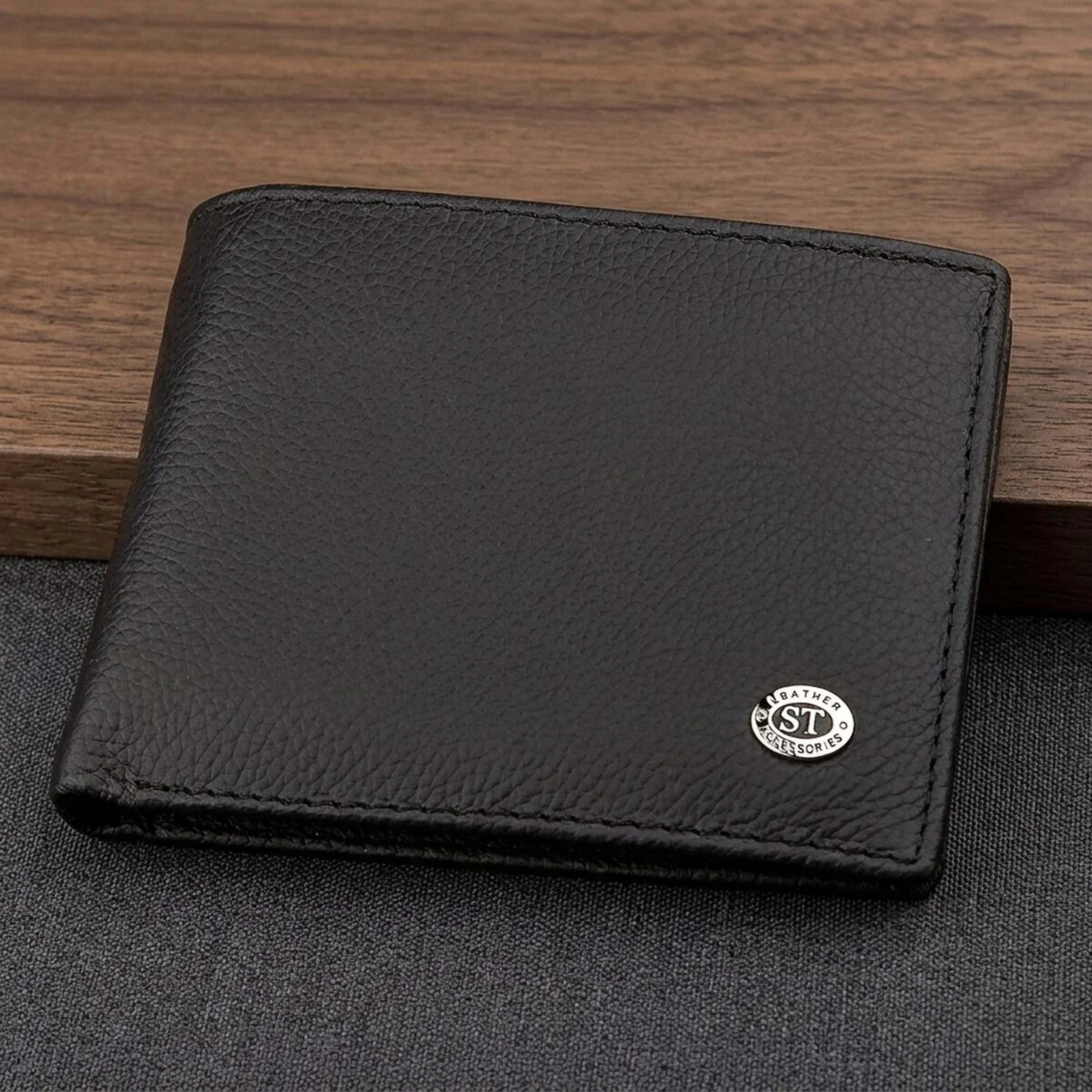 Чоловічий гаманець ST Leather 18352 (ST-1) натуральна шкіра Чорний