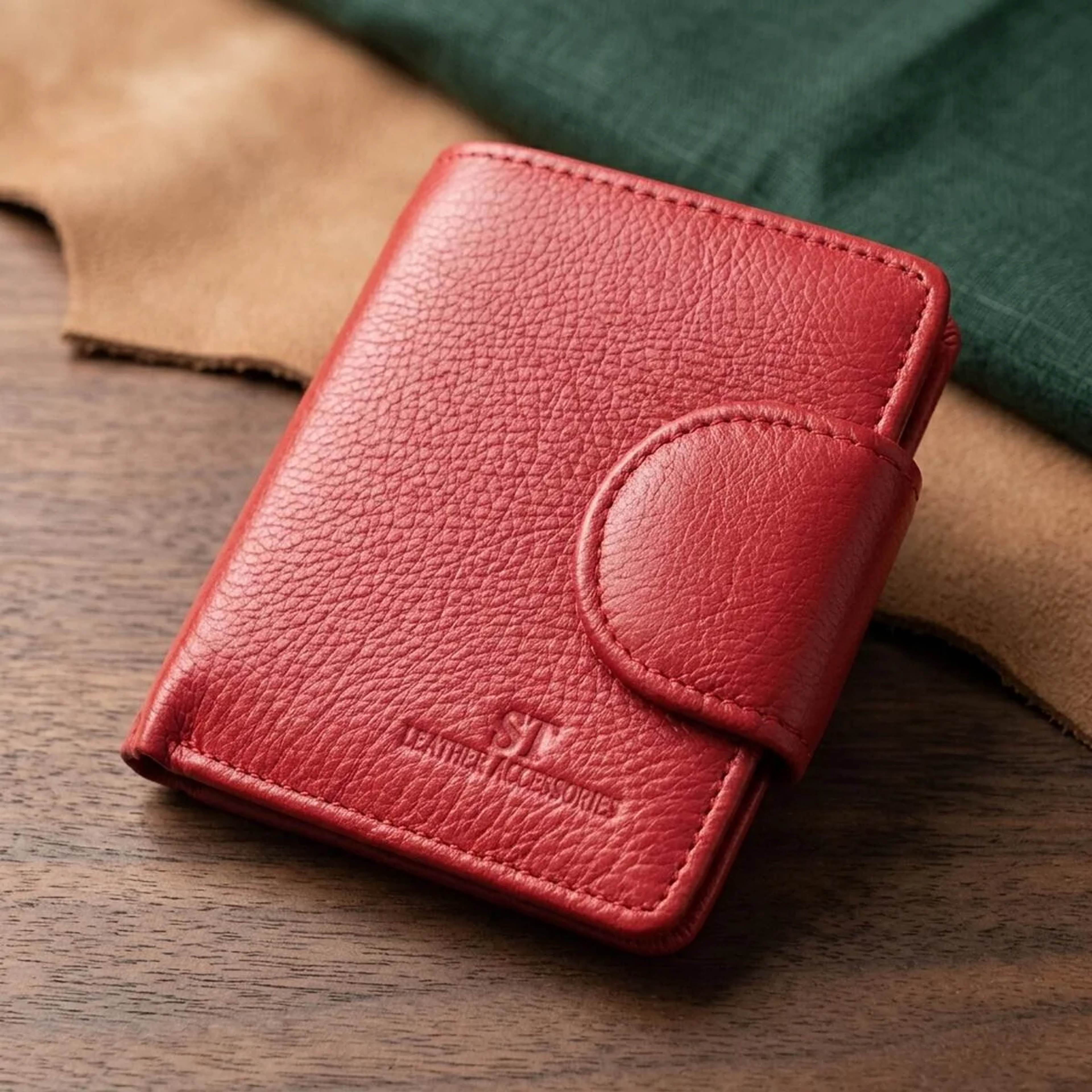 Вертикальний гаманець для яскравих жінок із натуральної шкіри ST Leather 22702 Червоний