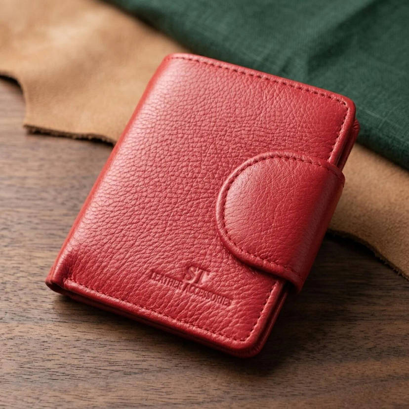 Вертикальний гаманець для яскравих жінок із натуральної шкіри ST Leather 22702 Червоний