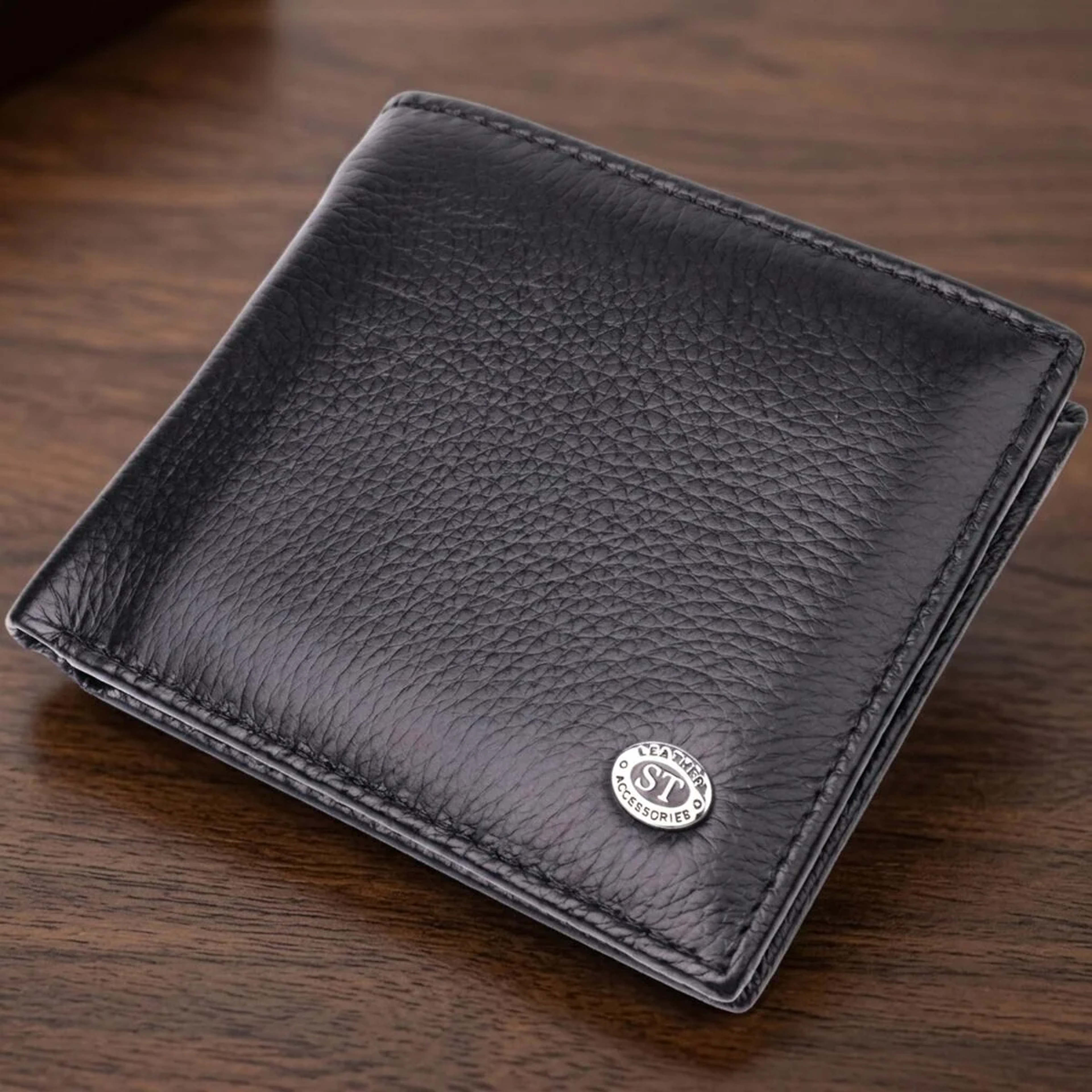 Чоловіче шкіряне портмоне із затискачем ST Leather 22485 Чорний