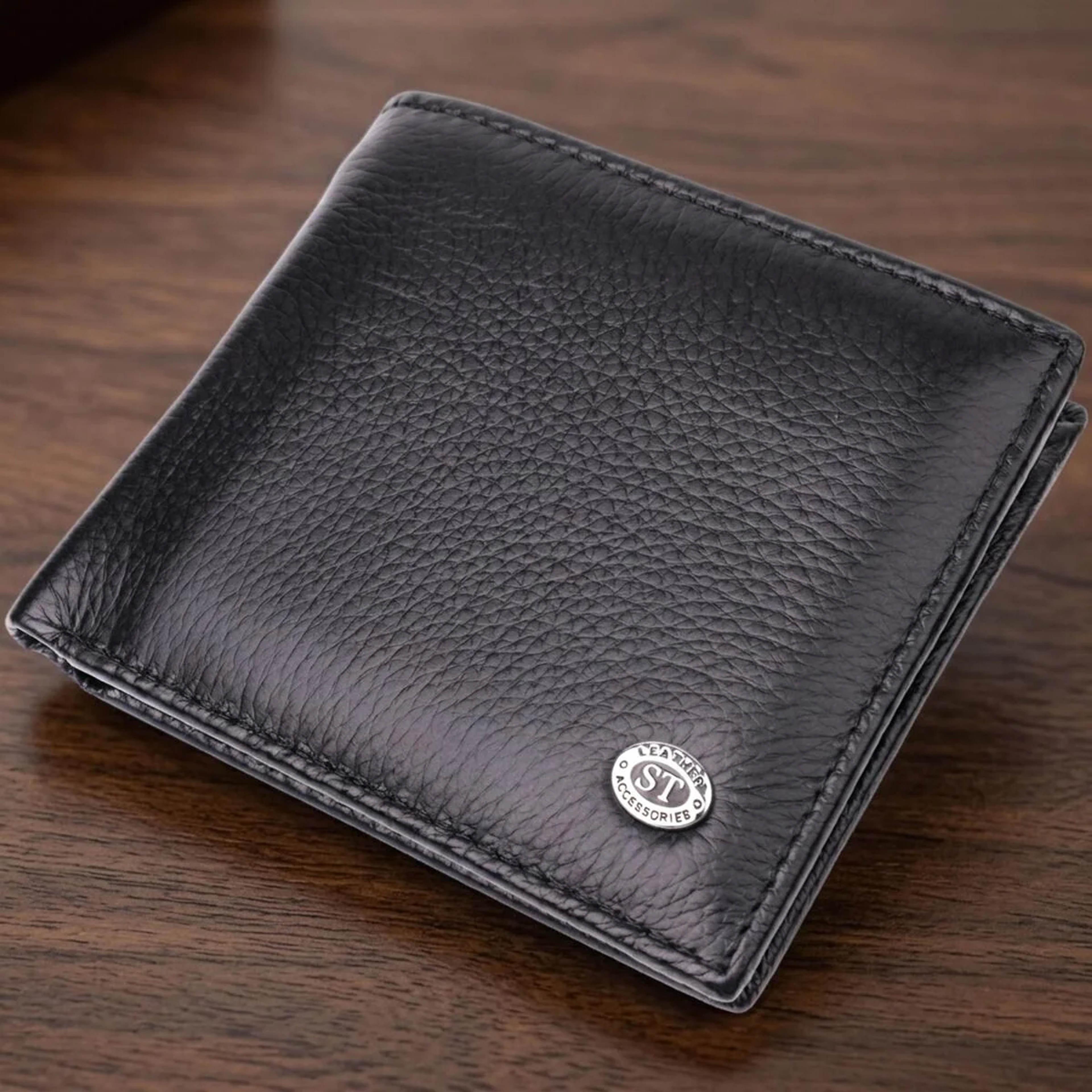 Чоловіче шкіряне портмоне із затискачем ST Leather 22485 Чорний