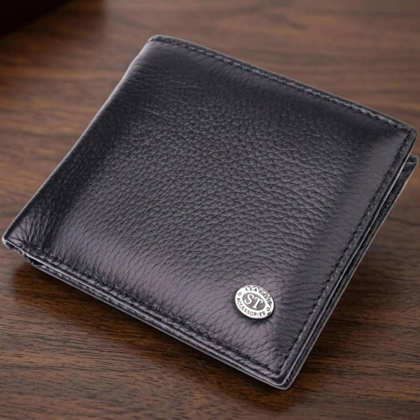 Чоловіче шкіряне портмоне із затискачем ST Leather 22485 Чорний