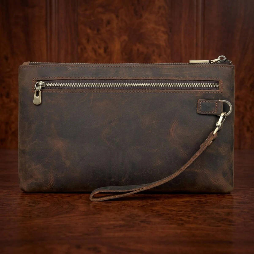 Красива барсетка чоловіча в шкірі Crazy horse Vintage 14954 Коричнева