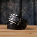 Ремінь-автомат CROCODILE LEATHER 18236 з натуральної шкіри крокодила (каймана) Чорний thumbnail 14