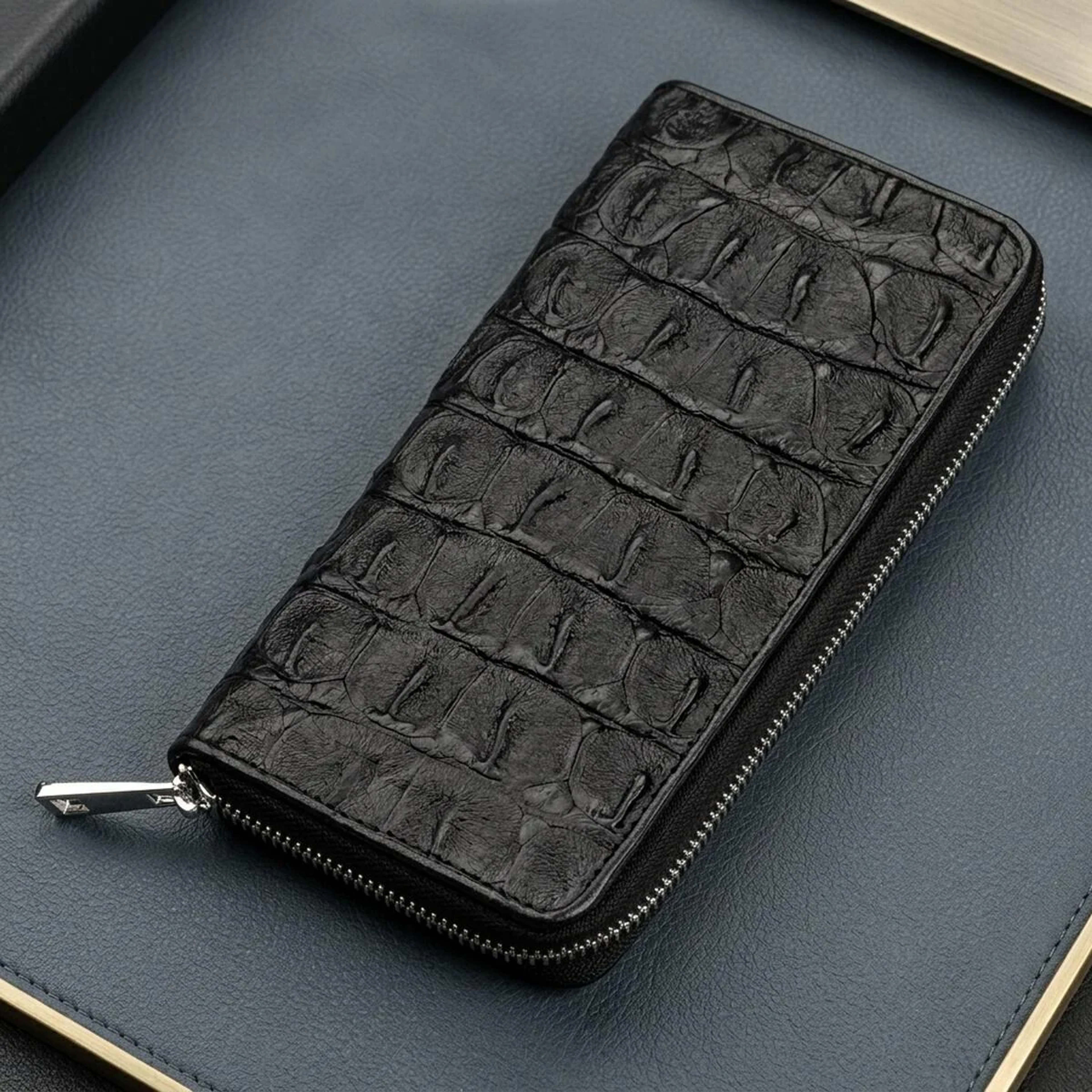 Гаманець-клатч CROCODILE LEATHER 18012 з натуральної шкіри крокодила Чорний