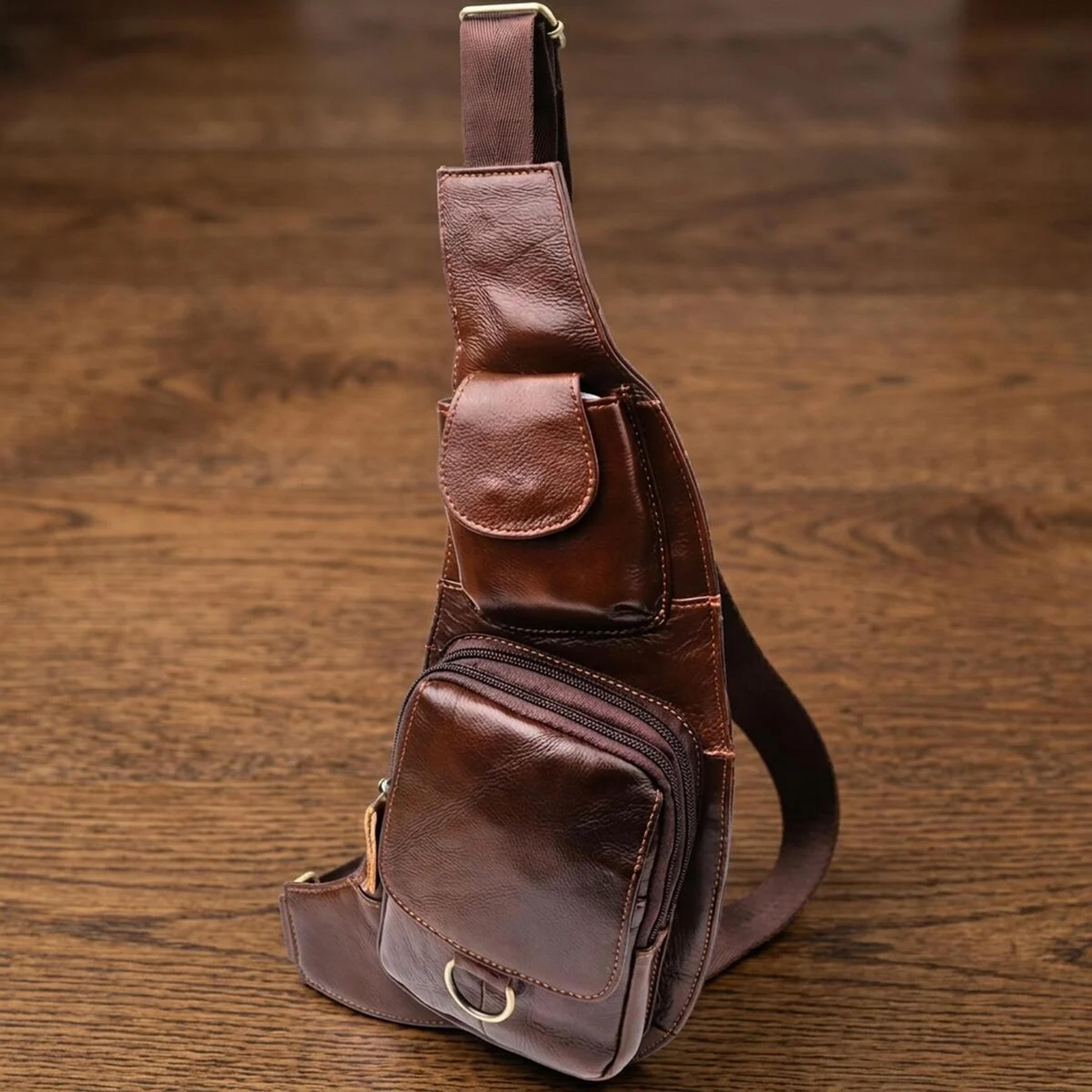 Чоловіча сумка через плече з натуральної шкіри Vintage 22959 Коричневий