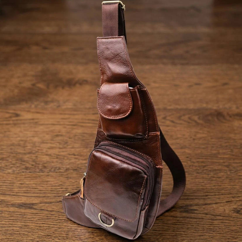 Чоловіча сумка через плече з натуральної шкіри Vintage 22959 Коричневий