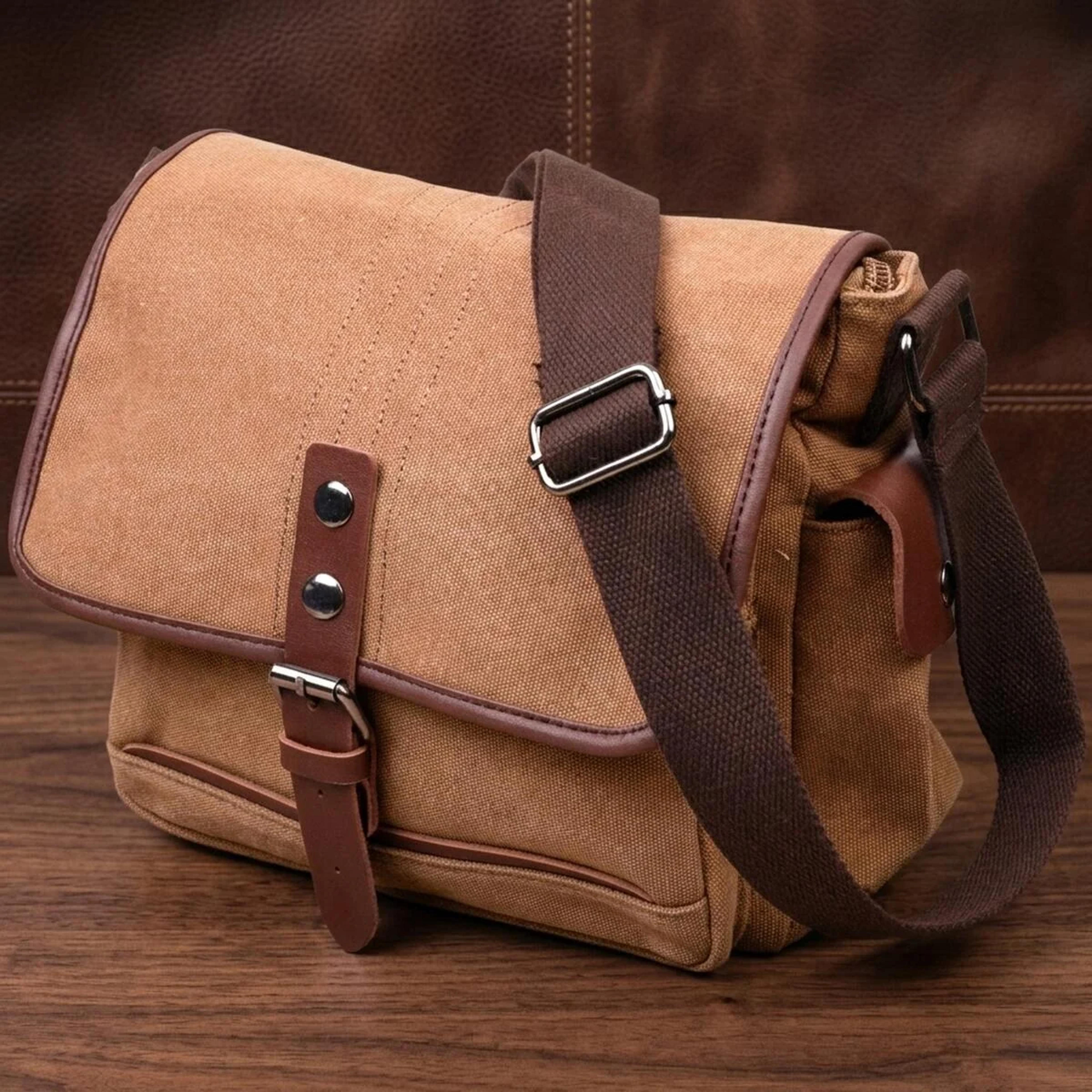 Функциональная мужская сумка с клапаном из текстиля 21249 Vintage Коричневая