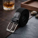 Текстильний чоловічий ремінь класика Vintage 20525 Чорний thumbnail 4