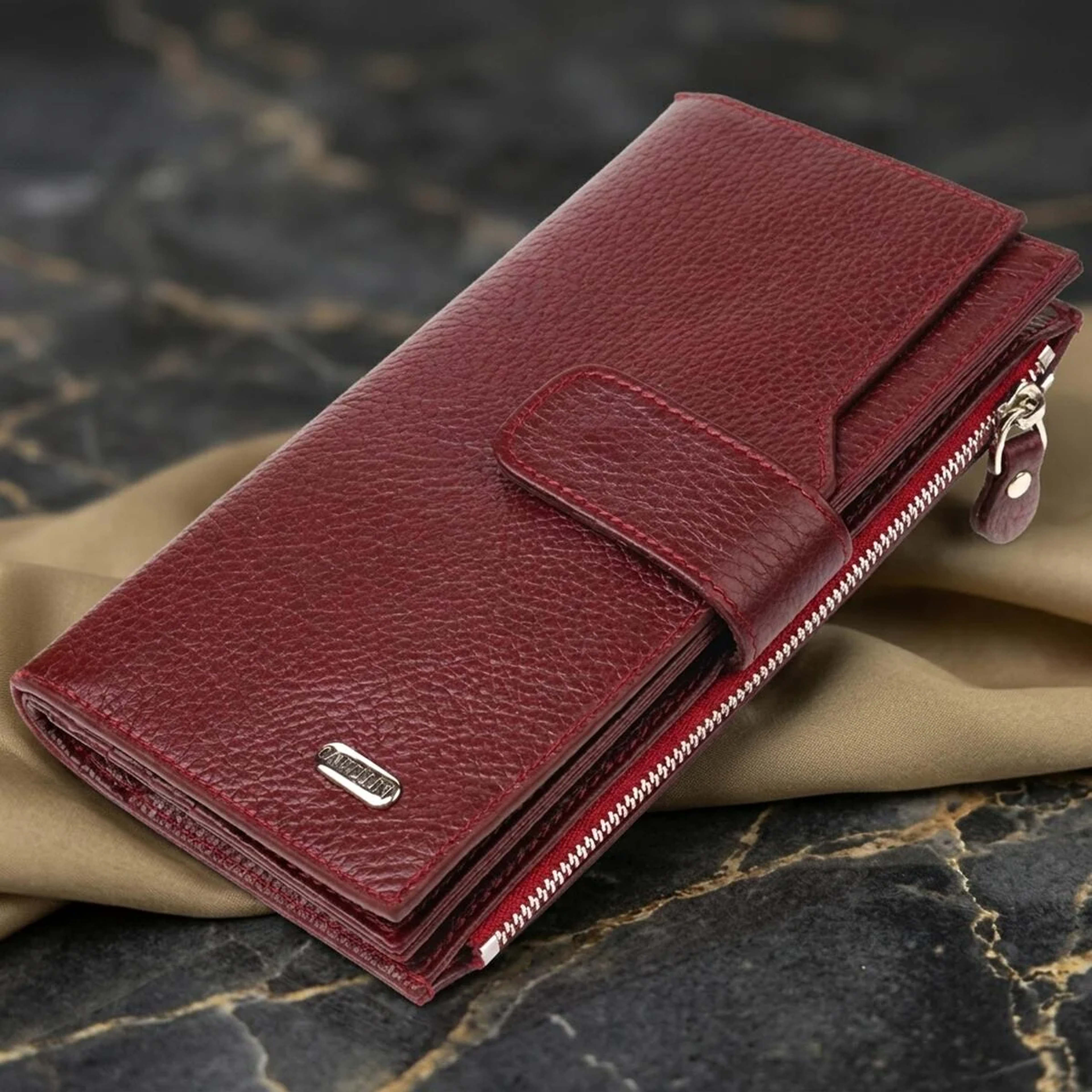 Вертикальний гаманець для жінок з натуральної шкіри CANPELLINI 21645 Бордовий