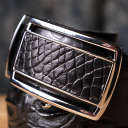 Ремінь-автомат CROCODILE LEATHER 18239 з натуральної шкіри крокодила Чорний thumbnail 16
