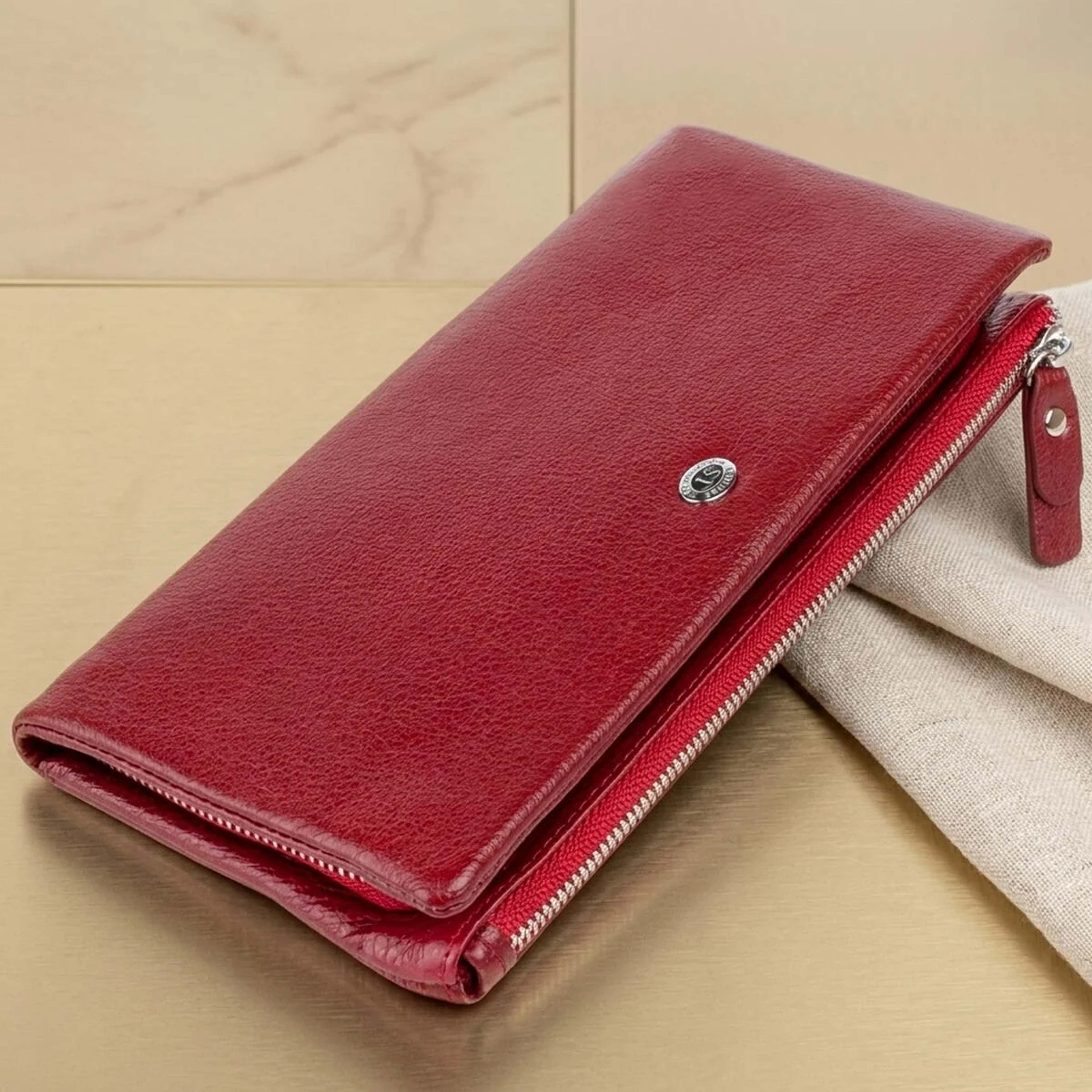 Гаманець-клатч зі шкіри з кишенею для мобільного ST Leather 19311 Бордовий