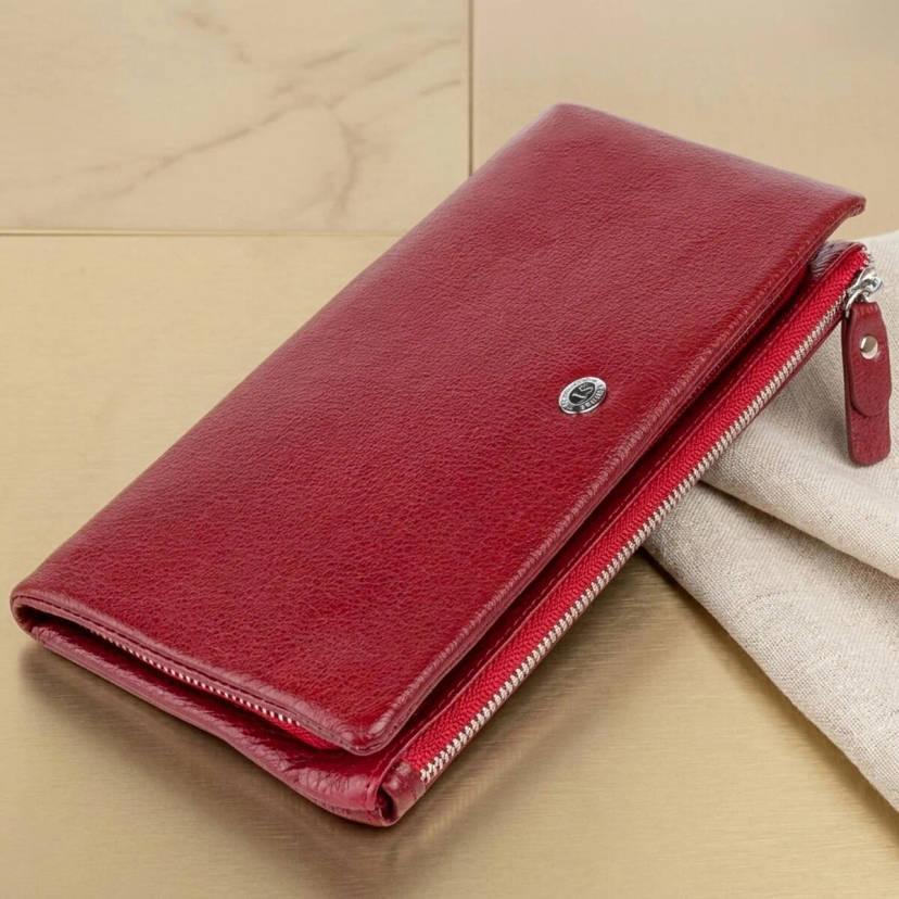 Гаманець-клатч зі шкіри з кишенею для мобільного ST Leather 19311 Бордовий