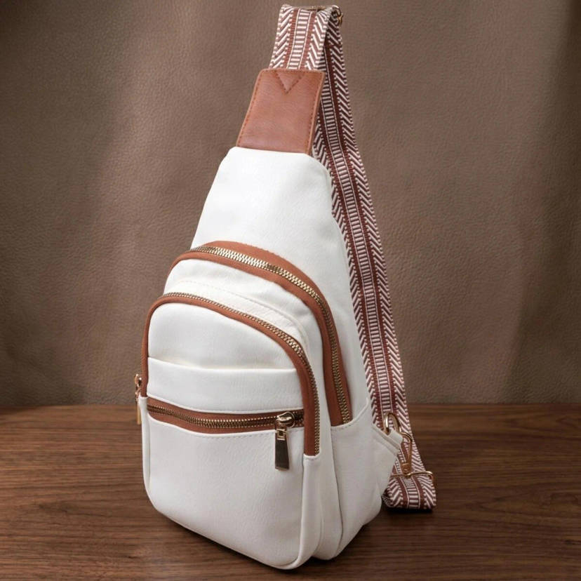 Стильна сумка жіноча з однією лямкою через плече з екошкіри Vintage 22757 Білий