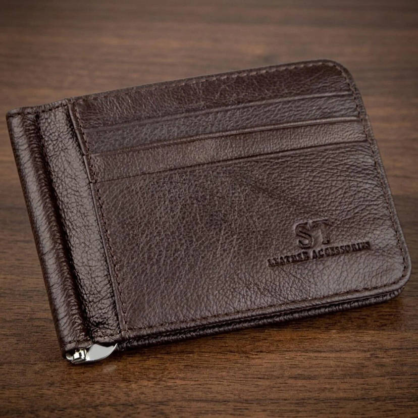Стильный мужской зажим ST Leather 18941 Коричневый