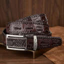 Ремінь-автомат CROCODILE LEATHER 18171 з натуральної шкіри крокодила Коричневий thumbnail 1