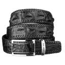 Ремінь-автомат CROCODILE LEATHER 18010 з натуральної шкіри крокодила Чорний thumbnail 1
