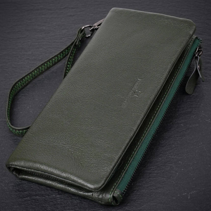 Зручний гаманець для жінок з ременем з натуральної шкіри ST Leather 23104 Зелений