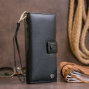 Оригинальный кошелек кожаный женский на хлястике с кнопкой ST Leather 19280 Черный thumbnail 9