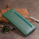 Горизонтальний тонкий гаманець зі шкіри унісекс ST Leather 19328 Зелений thumbnail 13
