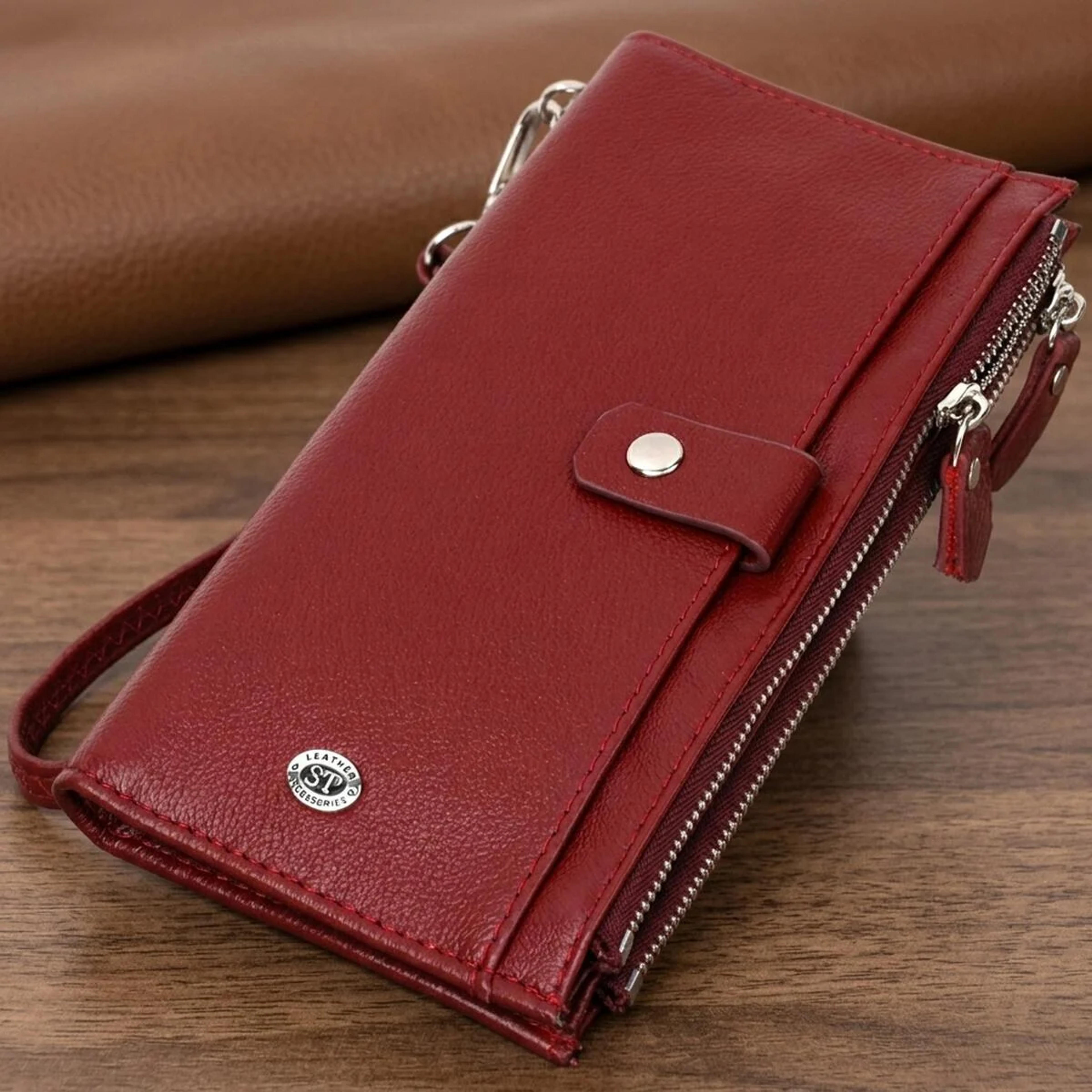 Стильний та яскравий жіночий гаманець-клатч ST Leather 19433 Бордовий