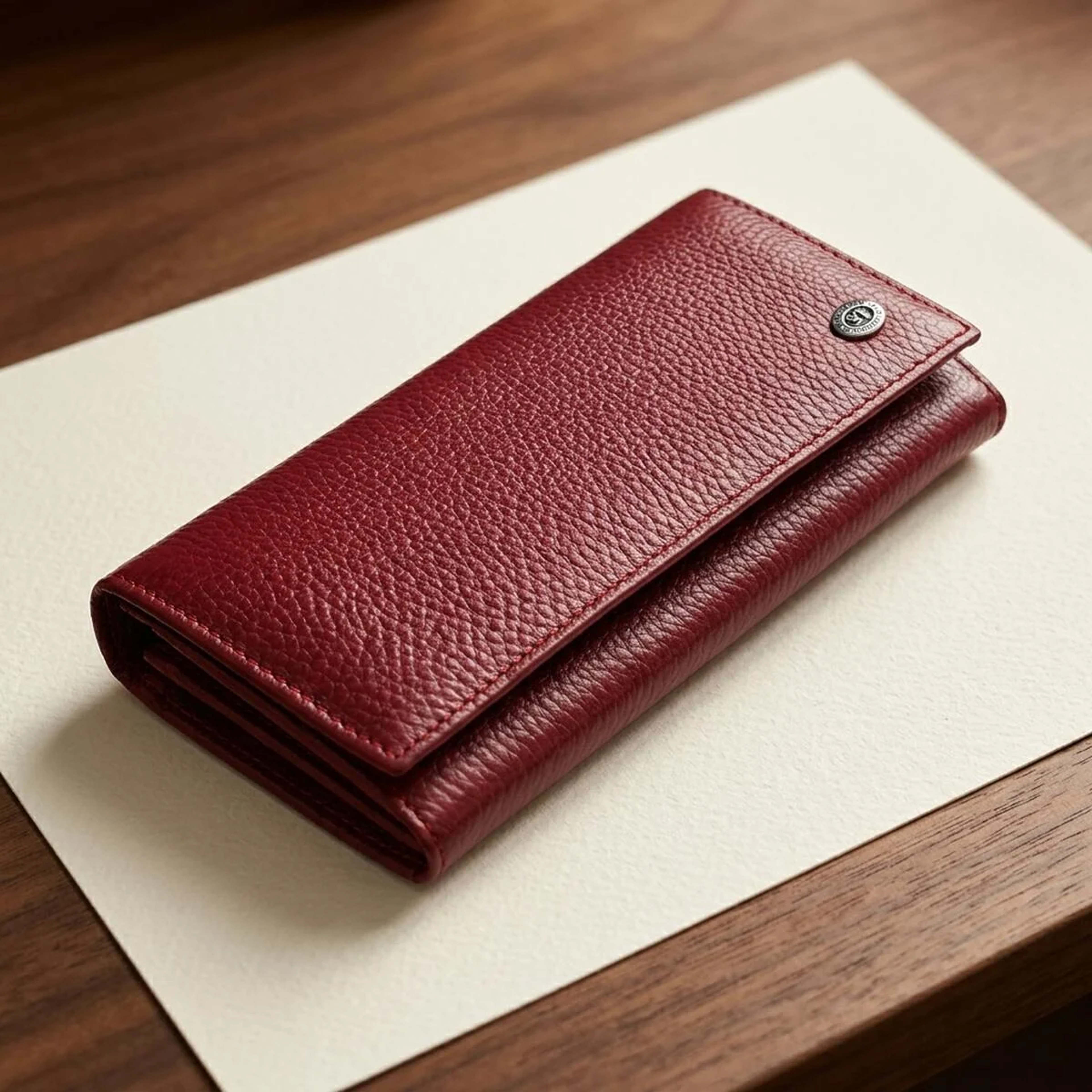 Практичний вертикальний гаманець із натуральної шкіри ST Leather 23085 Бордовий