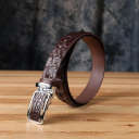 Ремінь-автомат CROCODILE LEATHER 18235 з натуральної шкіри крокодила (каймана) Коричневий thumbnail 12