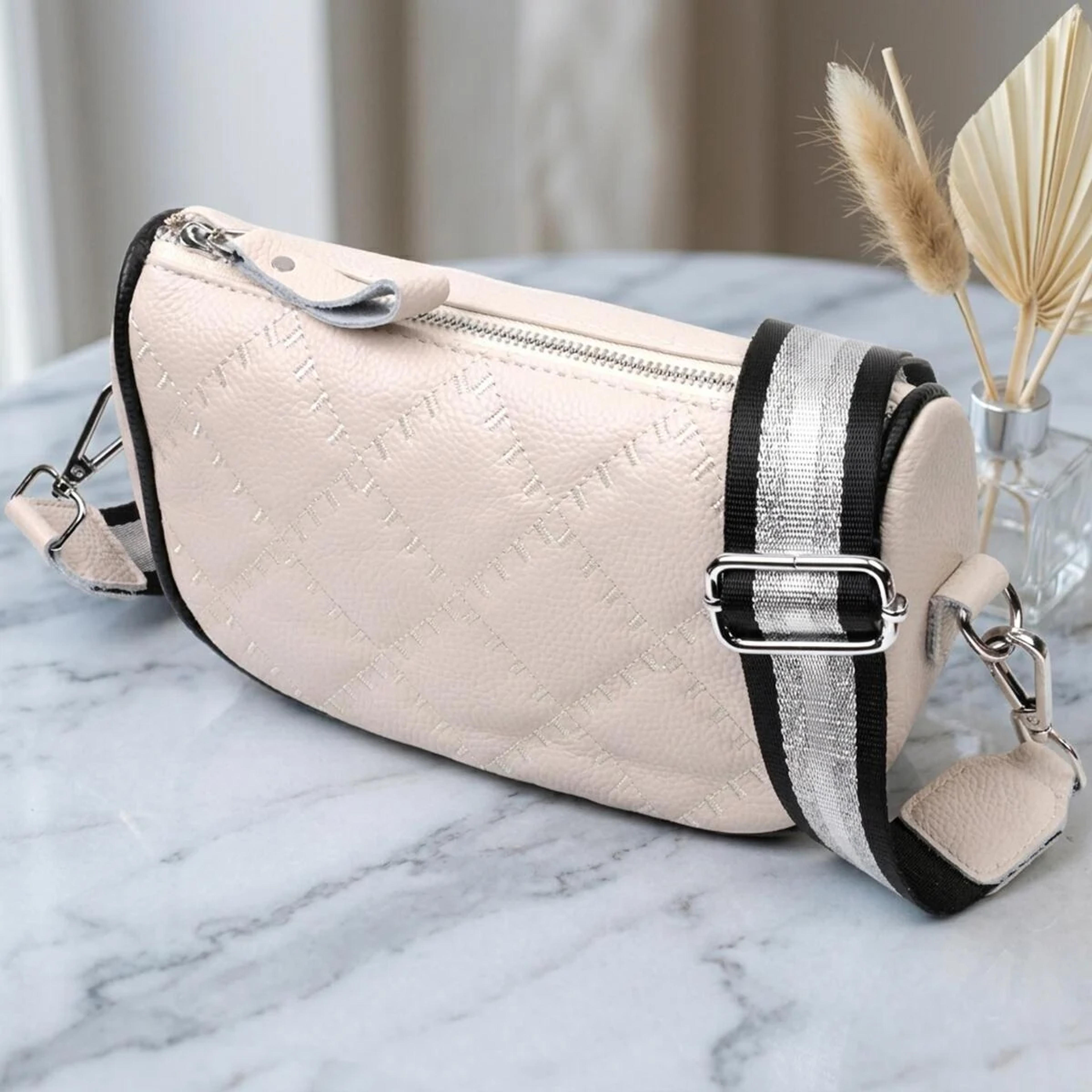 Сумка крос-боді напівкруглого формату з натуральної шкіри Vintage 22393 Біла