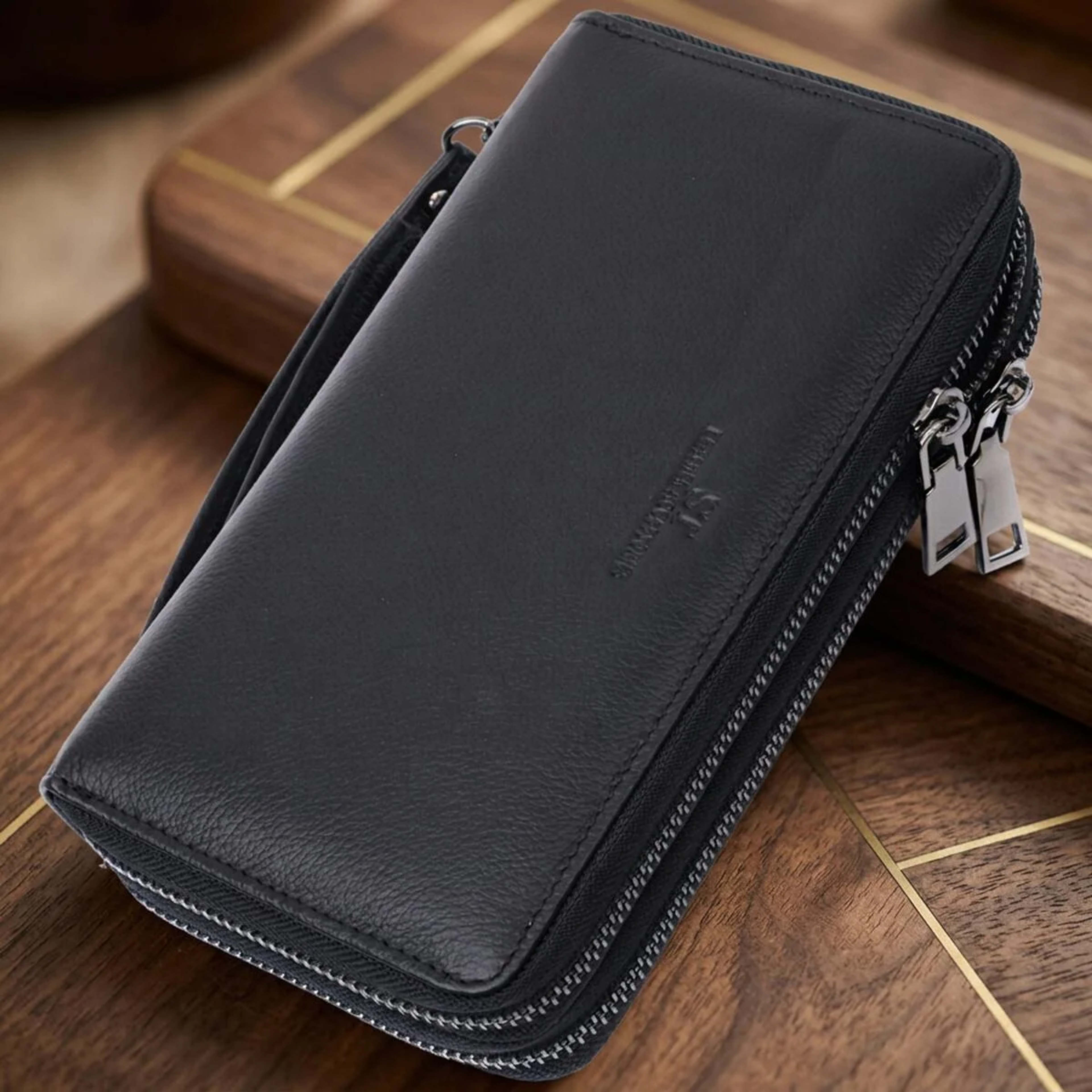 Чоловічий шкіряний клатч для карток купюр та документів ST Leather 22684 Чорний