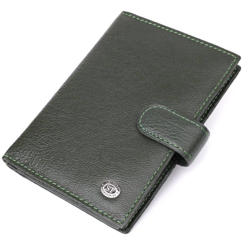 Оригінальна обкладинка на документи унісекс із натуральної шкіри ST Leather 23119 Зелений