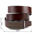 Ремень мужской с коричневой вставкой и затемненным металлом Vintage 20280 Коричневый thumbnail 3
