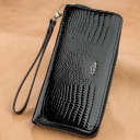 Гаманець жіночий на одну блискавку з екокожі лаковий KIVI 19030 Чорний thumbnail 1