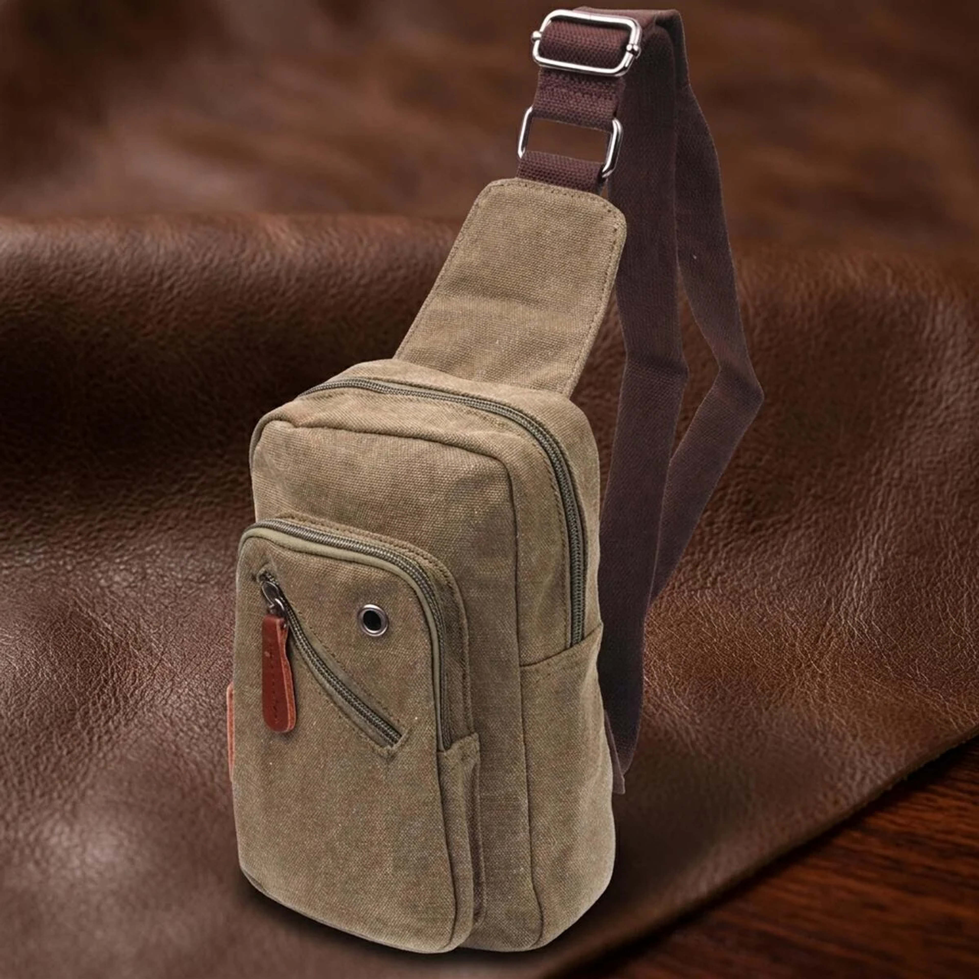 Сумка чоловіча через плече із щільного текстилю 21231 Vintage Оливкова