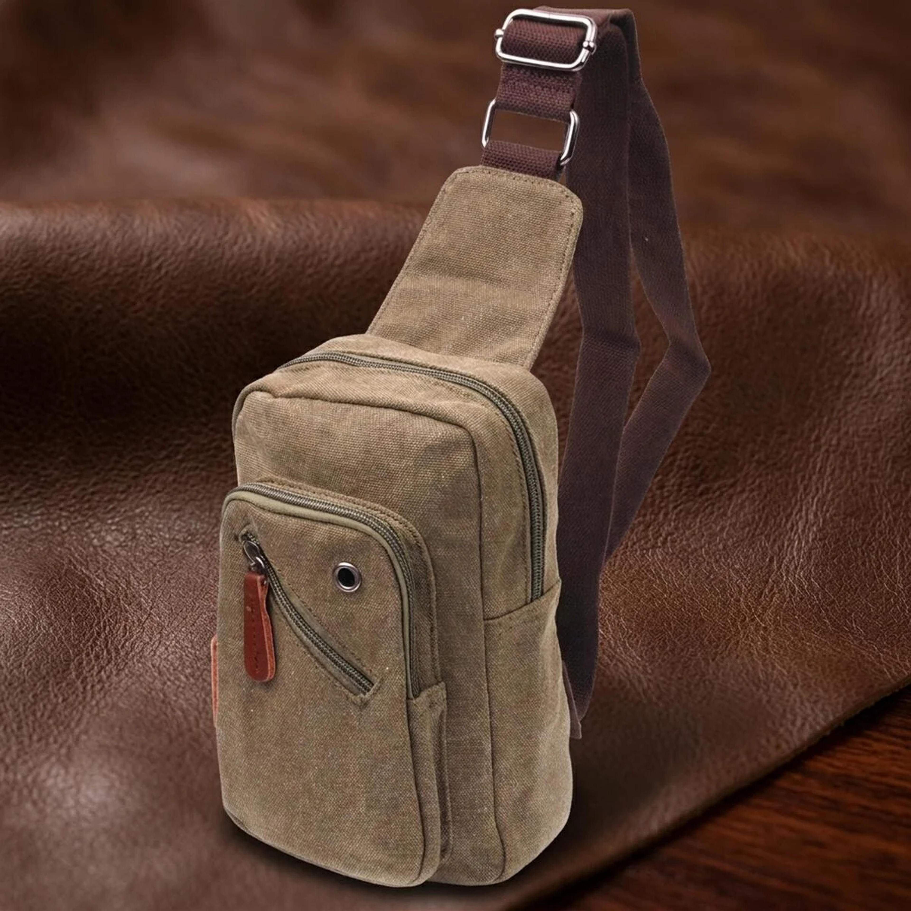 Сумка чоловіча через плече із щільного текстилю 21231 Vintage Оливкова
