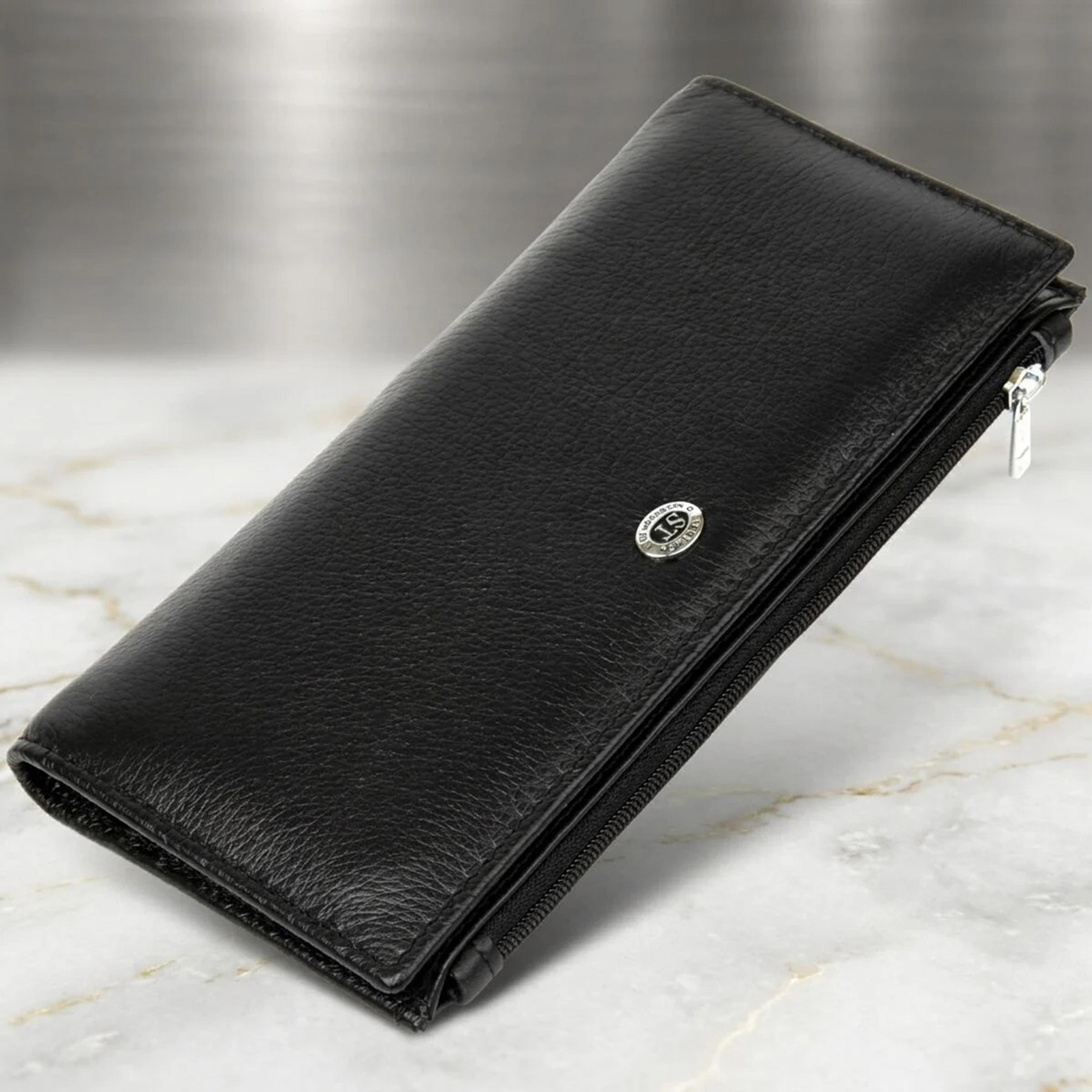 Практичный женский кожаный кошелек ST Leather 19378 Черный