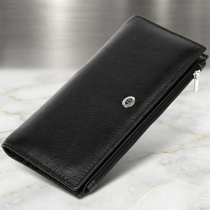 Практичный женский кожаный кошелек ST Leather 19378 Черный
