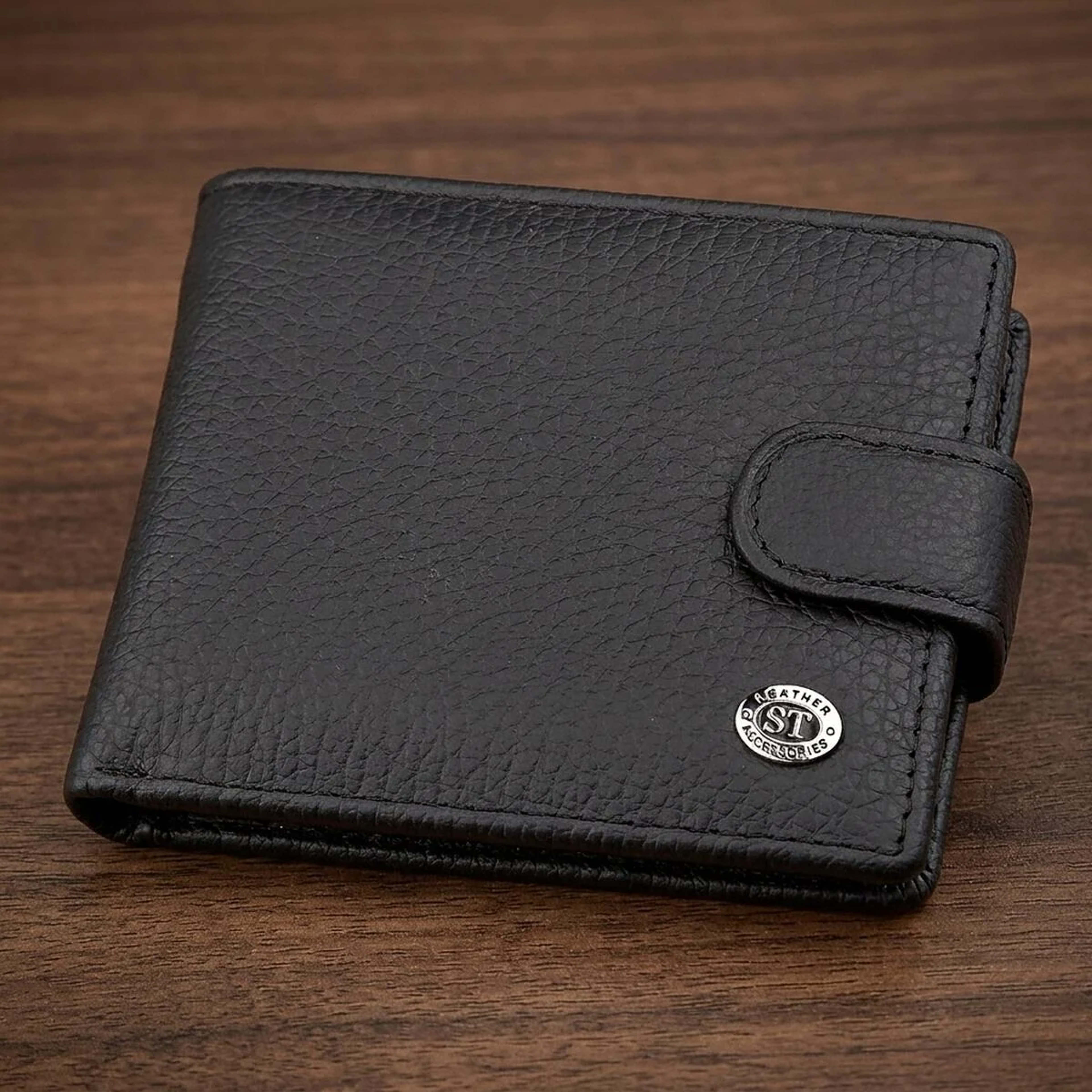 Чоловічий гаманець ST Leather 18316 (ST114) шкіряний Чорний