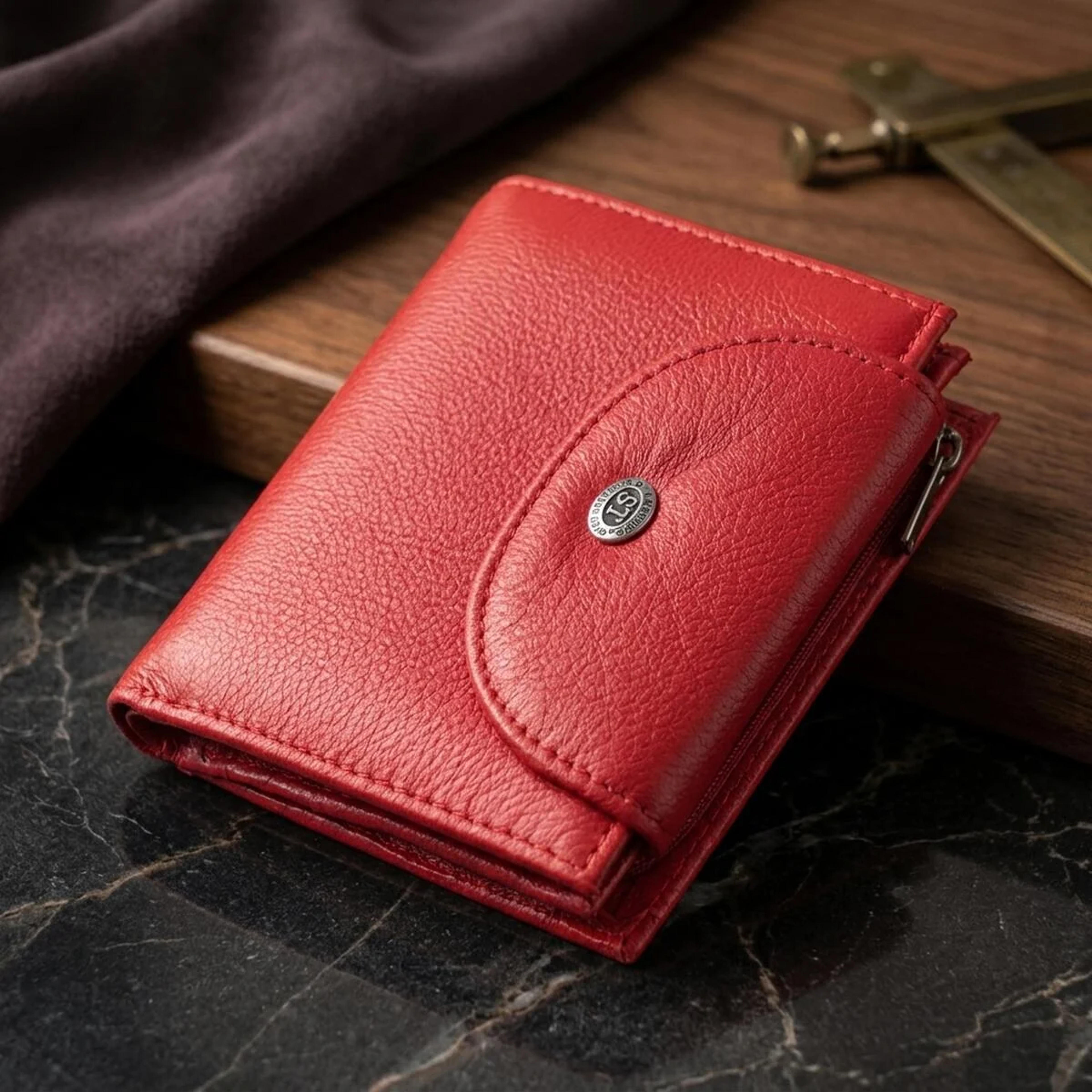 Яскравий жіночий гаманець із монетницею з натуральної шкіри ST Leather 22712 Червоний