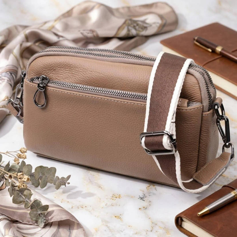 Жіноча стильна сумка з натуральної шкіри Vintage 22599 Бежева