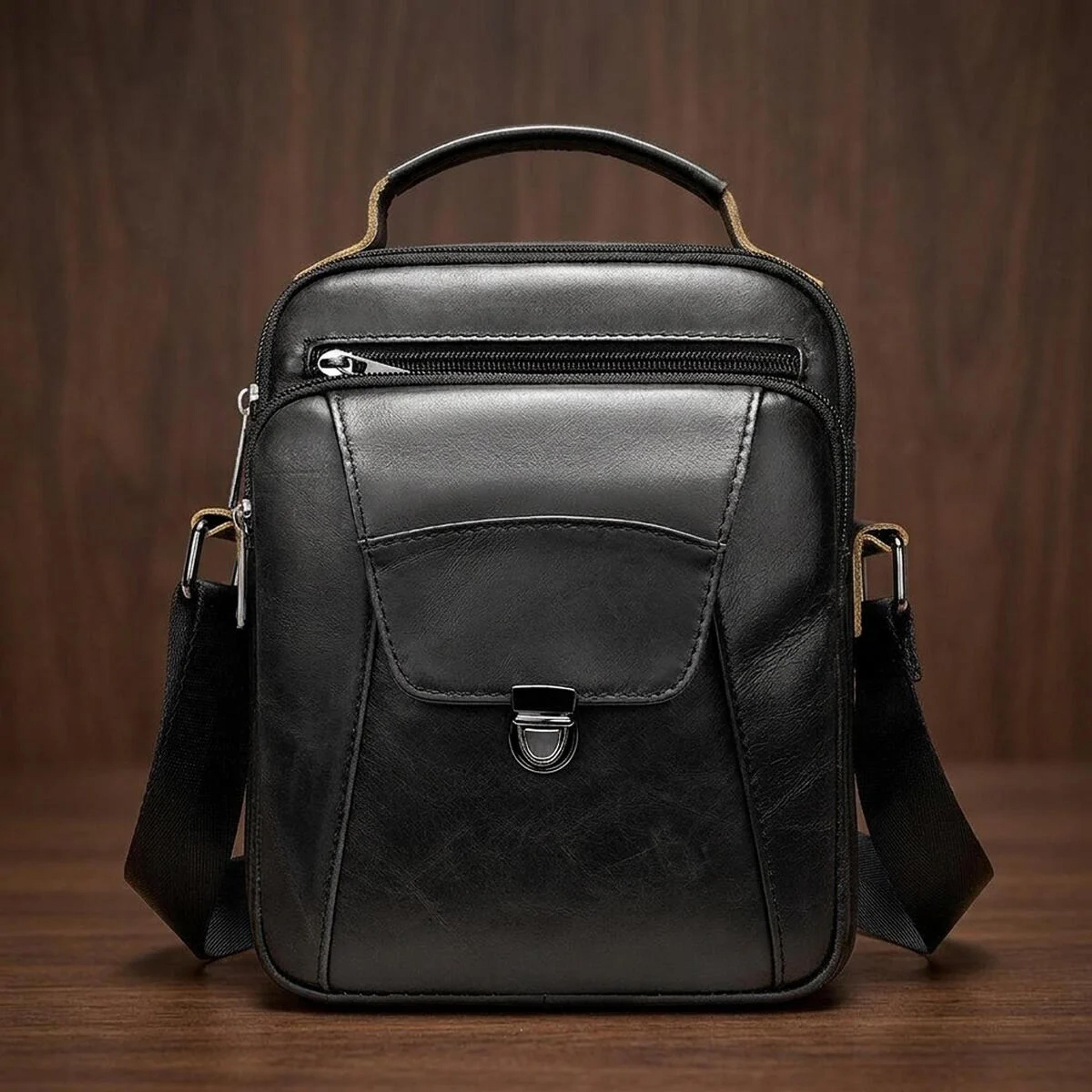 Сумка чоловіча з щільної шкіри 14995 Vintage Чорна