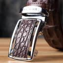 Ремінь-автомат CROCODILE LEATHER 18235 з натуральної шкіри крокодила (каймана) Коричневий thumbnail 13