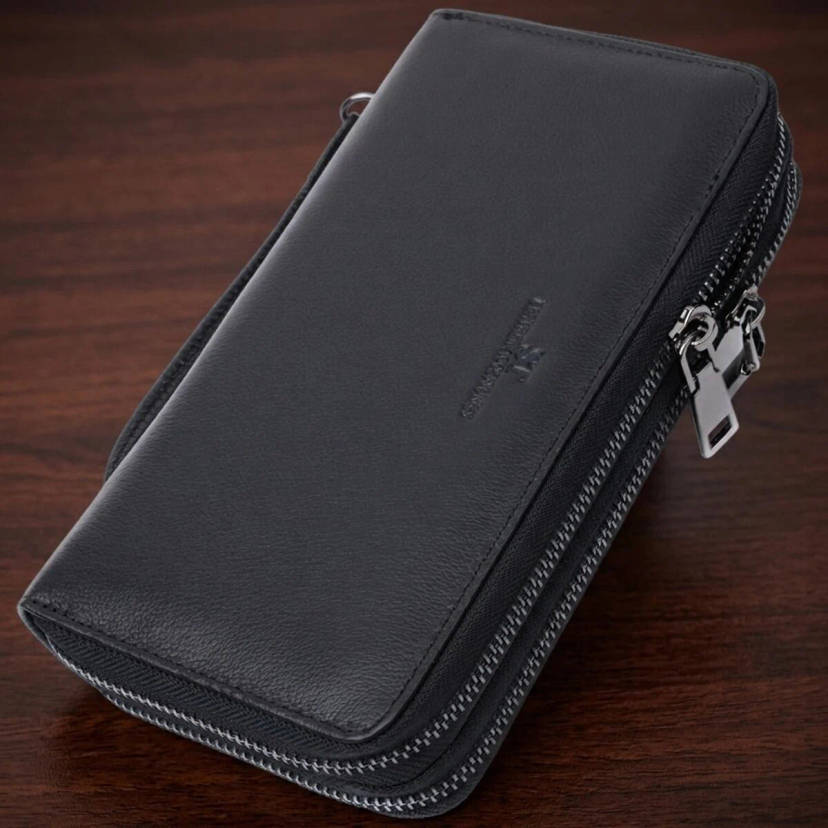 Стильний чоловічий клатч на два відділення із натуральної шкіри ST Leather 22700 Чорний