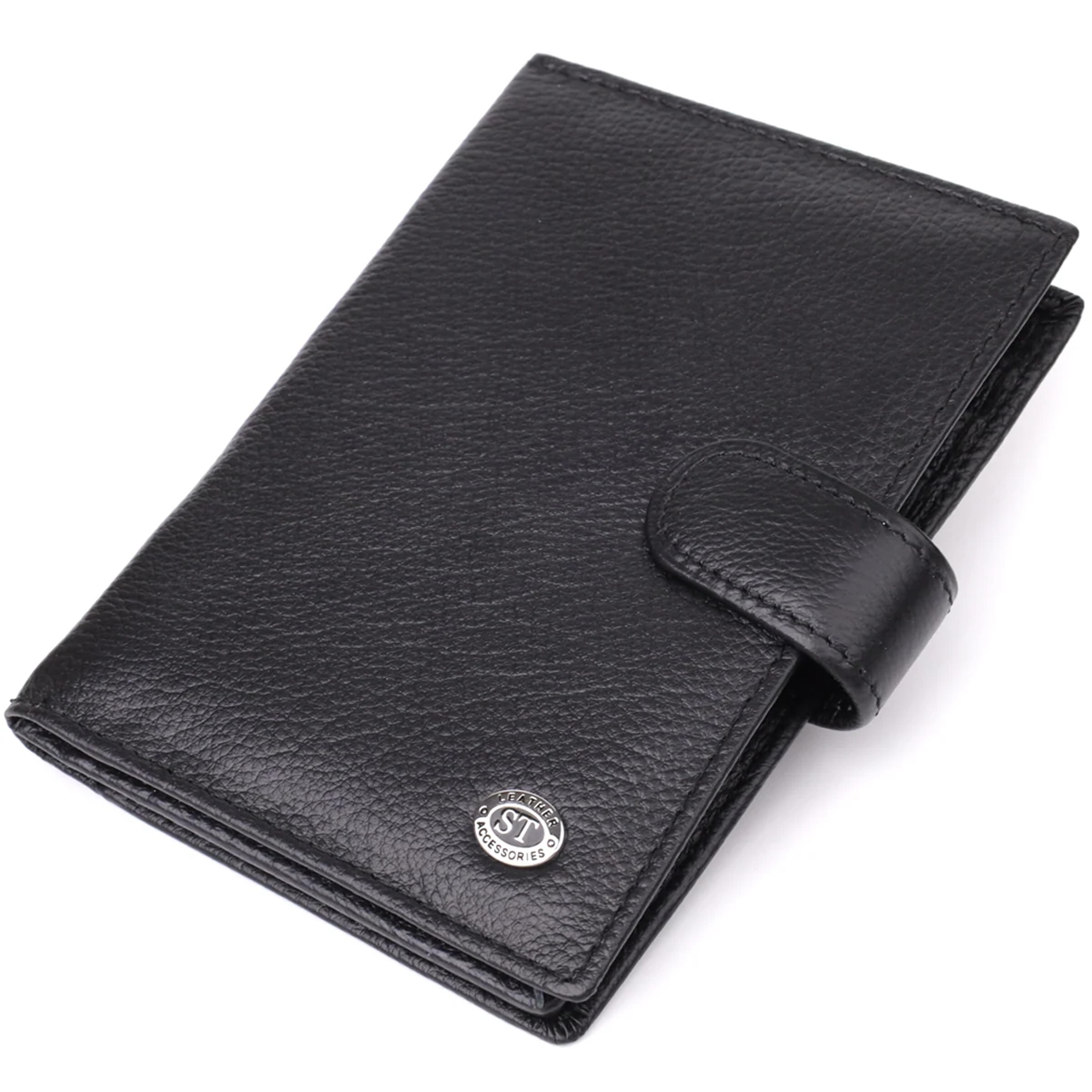 Вместительная обложка на документы унисекс из натуральной кожи ST Leather 23116 Черный