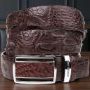 Ремінь-автомат CROCODILE LEATHER 18240 з натуральної шкіри крокодила Коричневий thumbnail 1