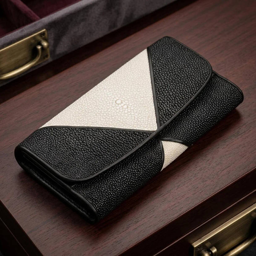 Гаманець жіночий STINGRAY LEATHER 18103 з натуральної шкіри морського ската Чорний