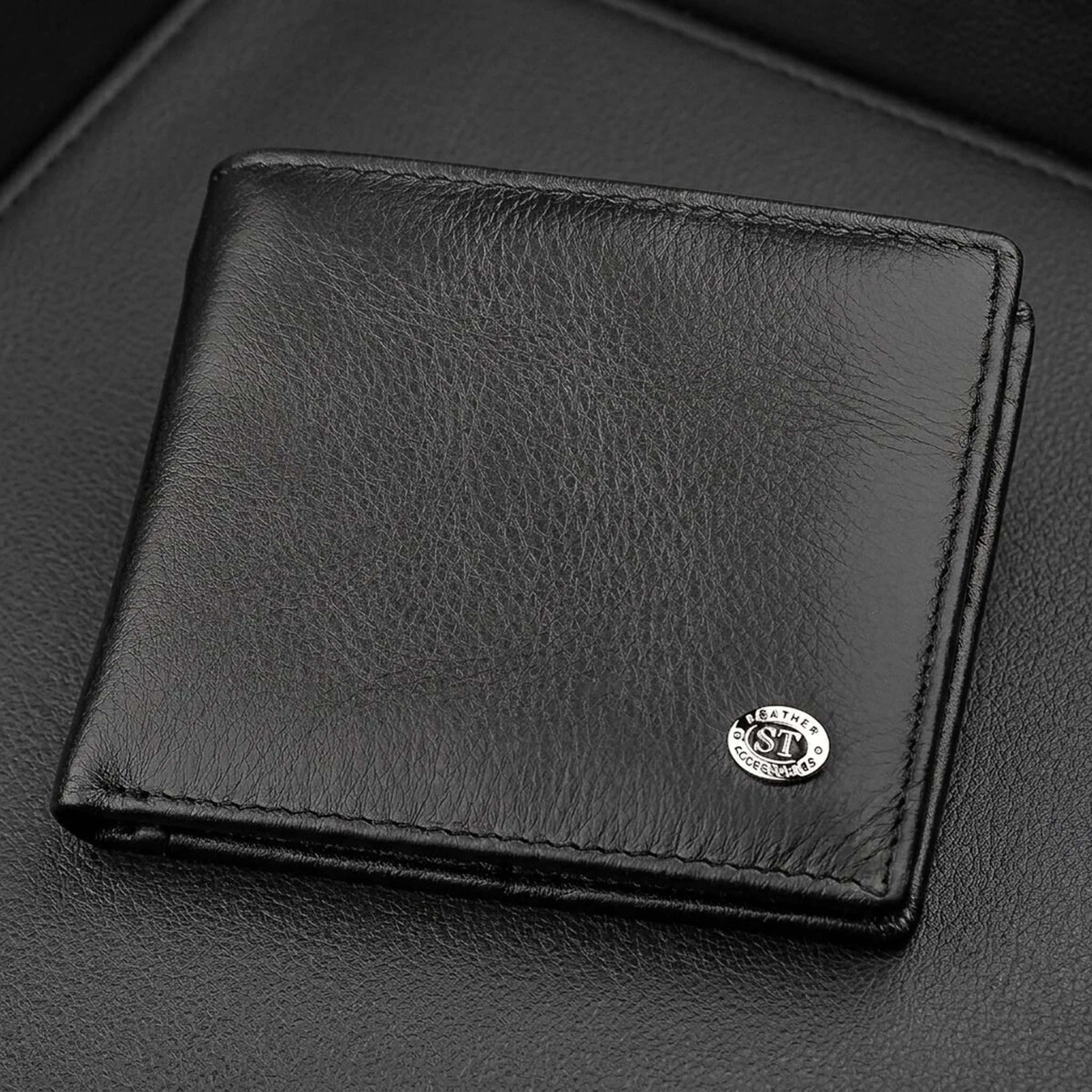 Чоловічий купюрник ST Leather 18305 (ST159) шкіряний Чорний