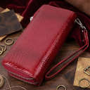 Фактурний клатч на два відділення з лакованої натуральної шкіри ST Leather 22692 Червоний thumbnail 4