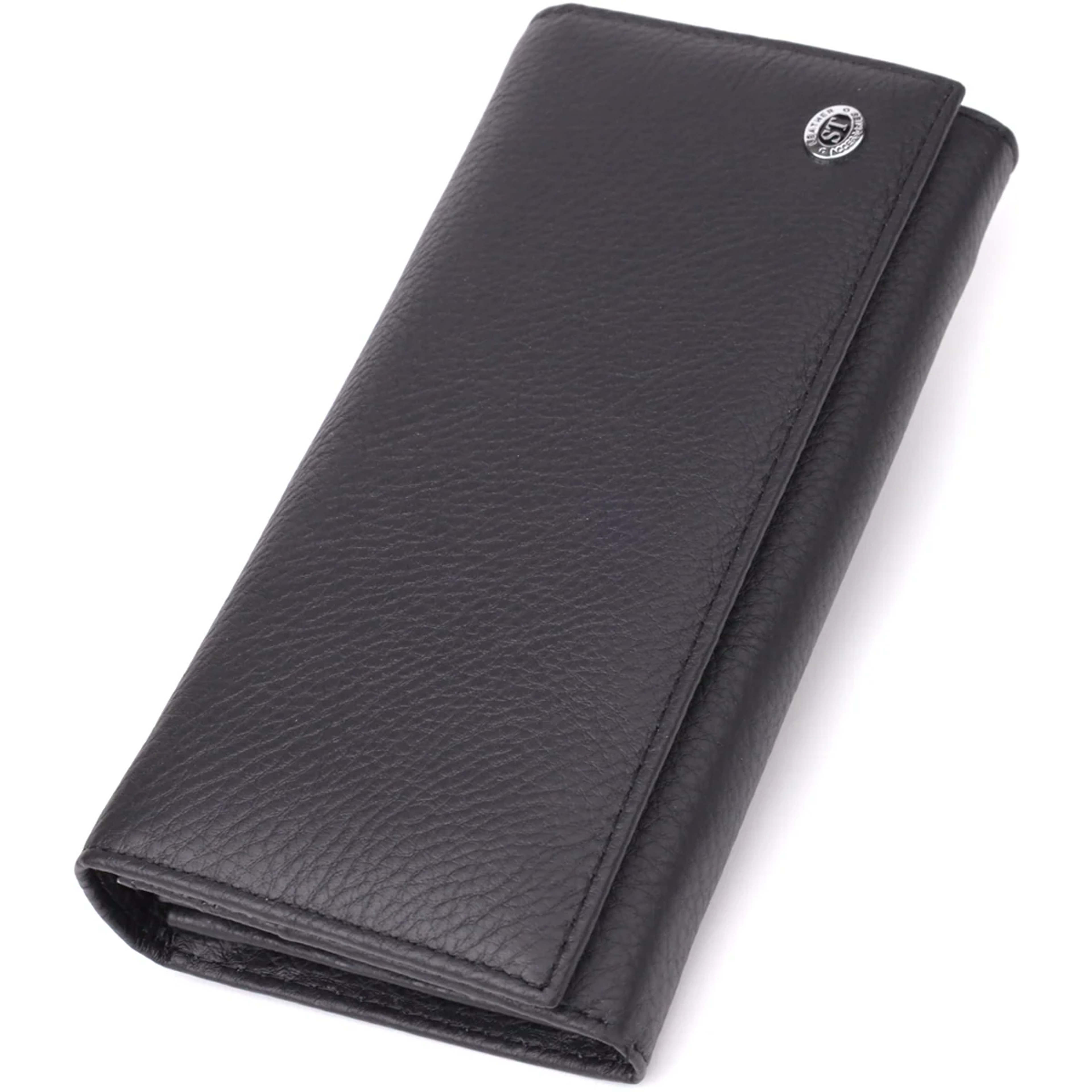 Місткий гаманець для жінок із натуральної шкіри ST Leather 23097 Чорний
