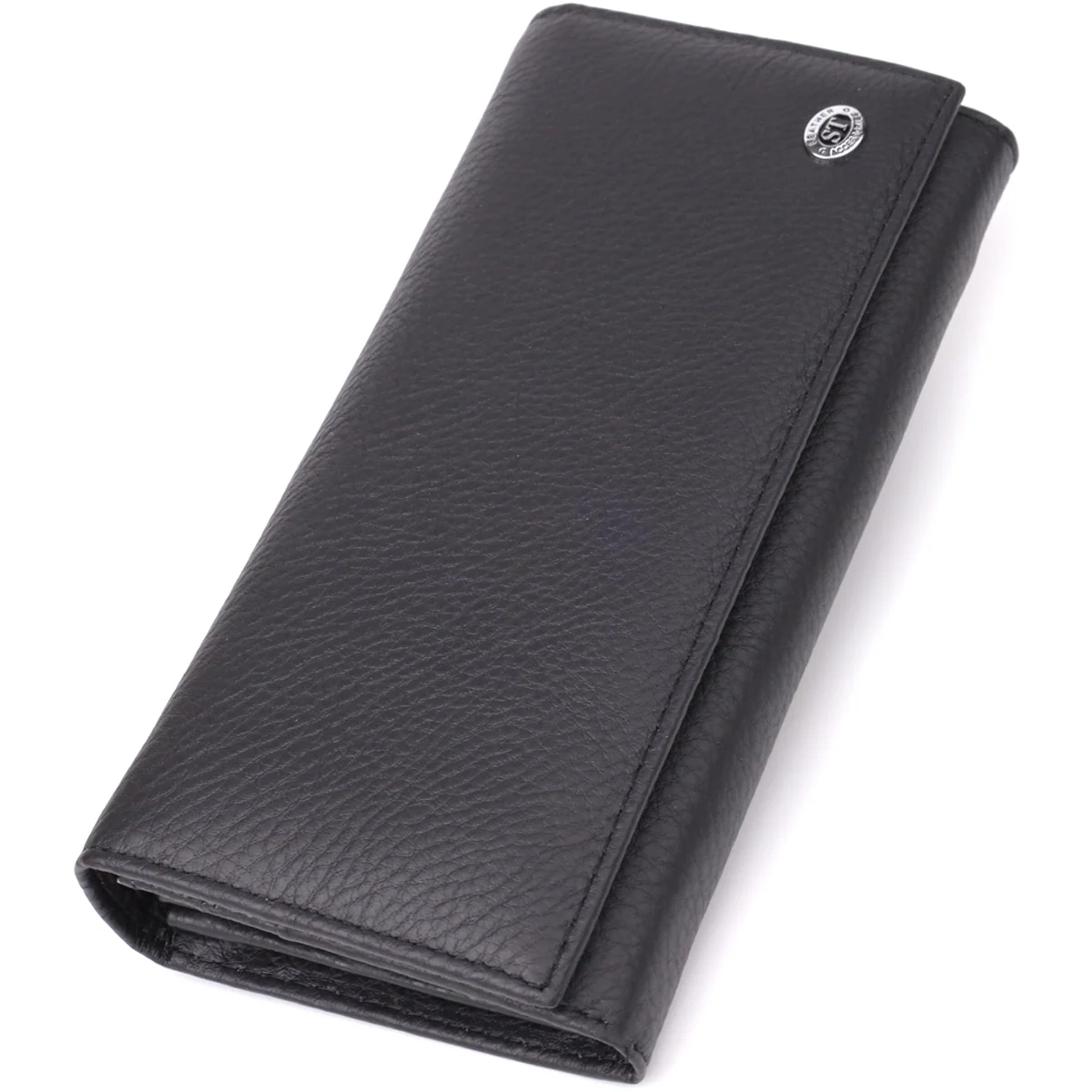 Місткий гаманець для жінок із натуральної шкіри ST Leather 23097 Чорний